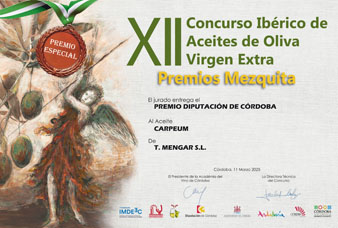 Aceite Carpeum galardonado con el PREMIO DIPUTACIÓN DE CÓRDOBA